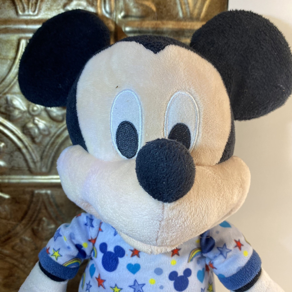 Disney Plush Mickey Mouse Just Play Blue Pajamas Rainbows Hearts 18” 2022 - Picture 2 of 10